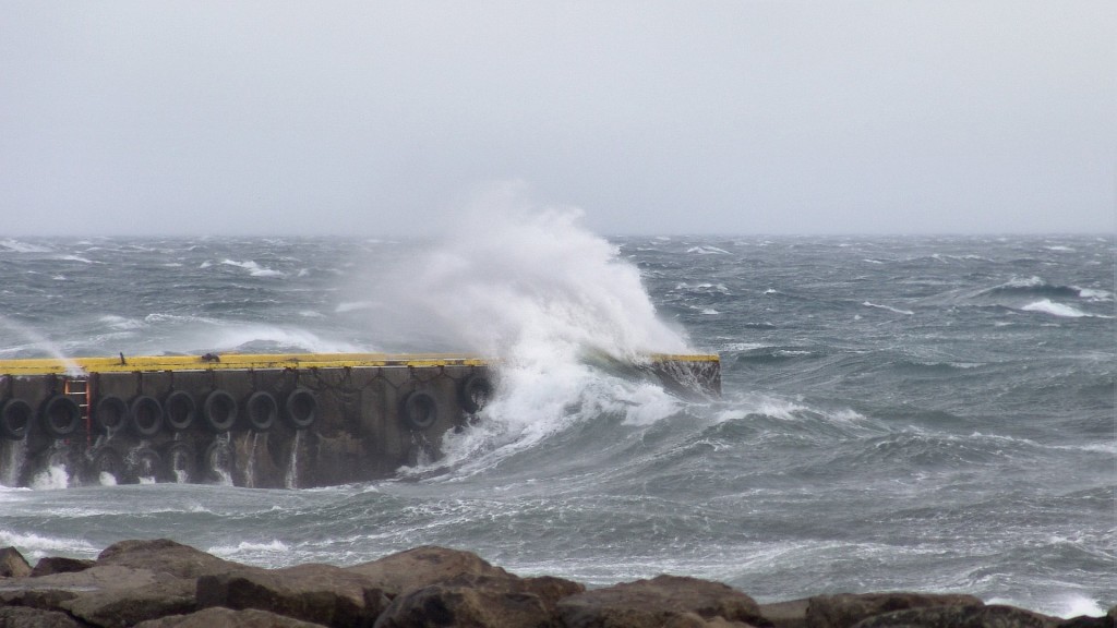 Drangsnes pier in storm weather, Copyright © ruslendingur,  Drangsnes; 